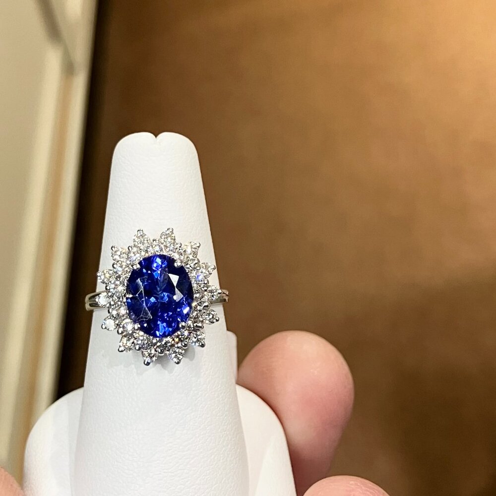 Tanzanite And Diamond White Gold Ring